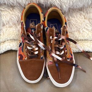 Vans! Colorful Brown Sneakers with Patterned Design